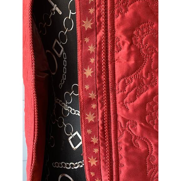 Isis Women’s 10 Floral Pattern Quilted Orange Vest w Shearling Lining NICE! - Picture 9 of 12